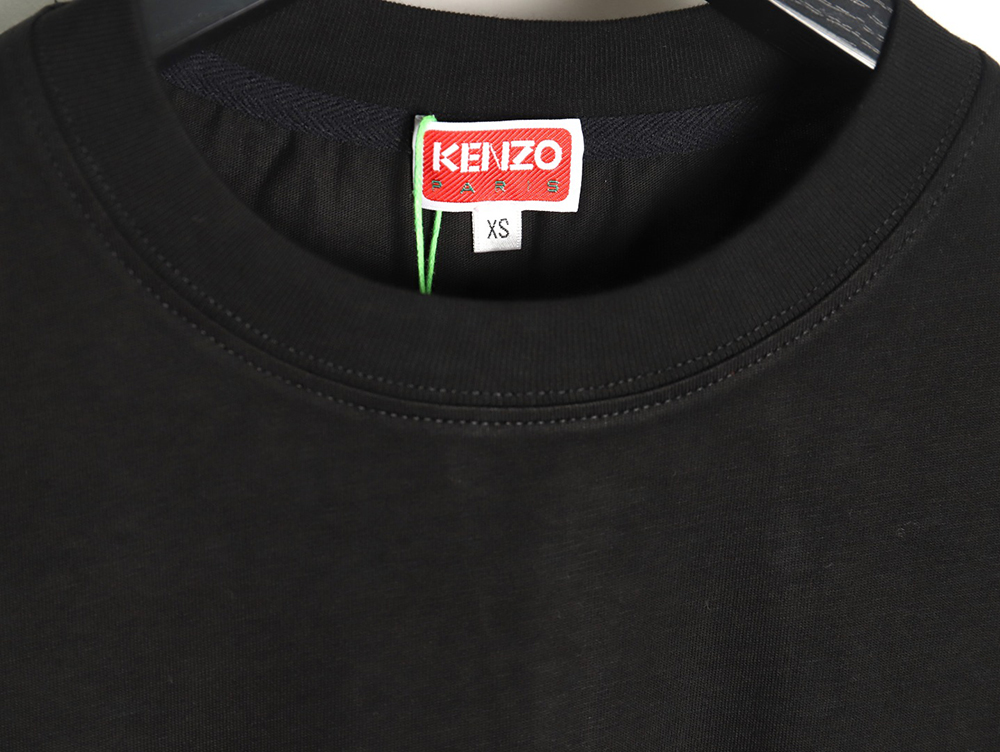 Kenzo black label white embroidered letter short sleeve T-shirt