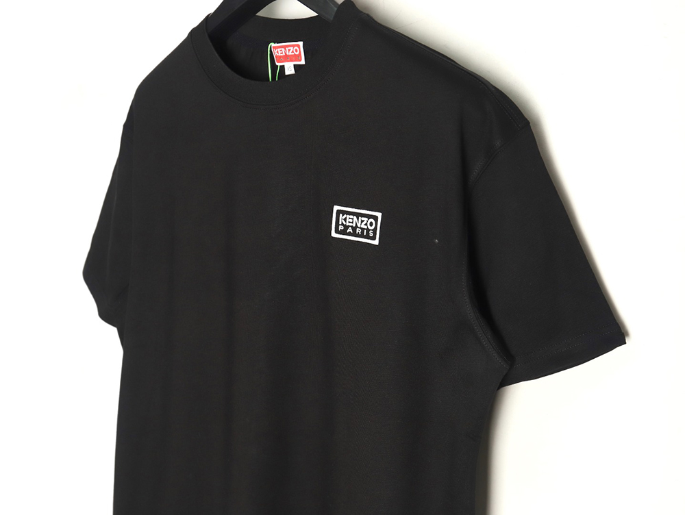 Kenzo black label white embroidered letter short sleeve T-shirt