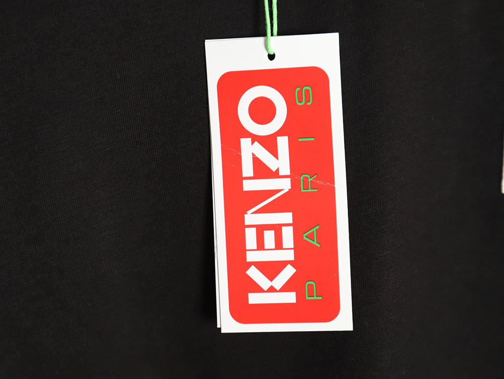 Kenzo black label white embroidered letter short sleeve T-shirt