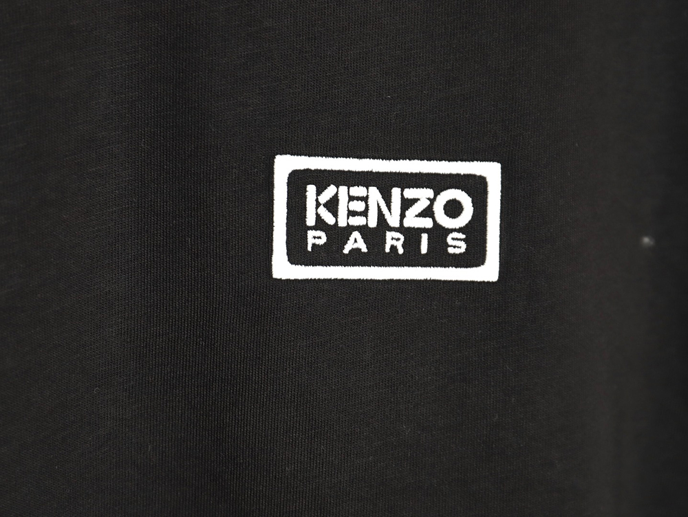Kenzo black label white embroidered letter short sleeve T-shirt
