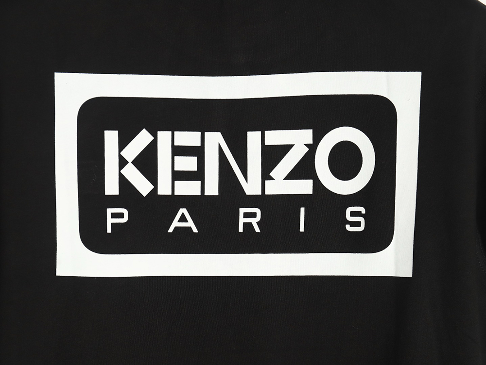 Kenzo black label white embroidered letter short sleeve T-shirt