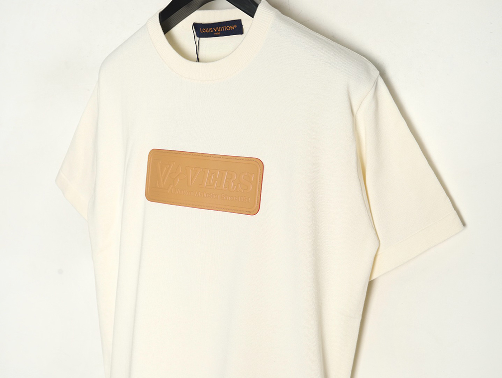 Louis Vuitton yellow chest logo knitted short-sleeved T-shirt
