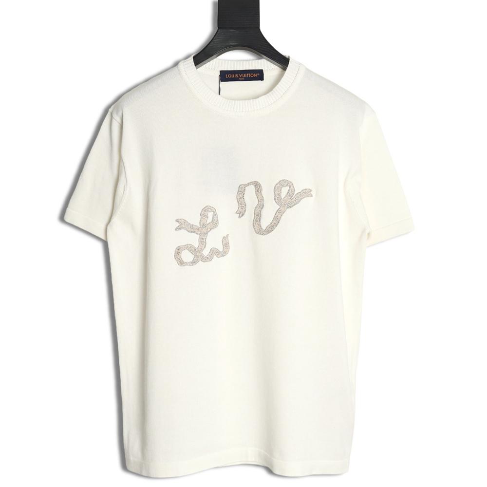 Louis Vuitton rope embroidery knitted short-sleeved T-shirt
