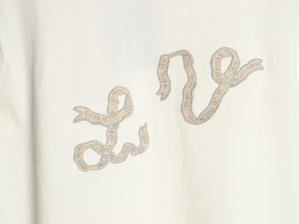 Louis Vuitton rope embroidery knitted short-sleeved T-shirt