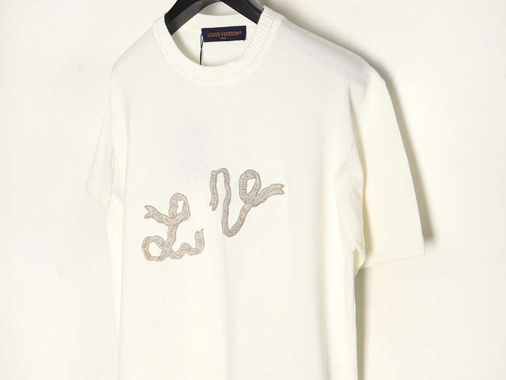 Louis Vuitton rope embroidery knitted short-sleeved T-shirt