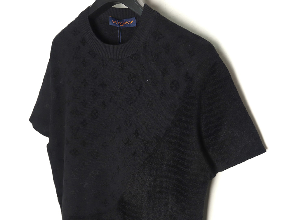 Louis Vuitton jacquard patchwork knitted short-sleeved T-shirt