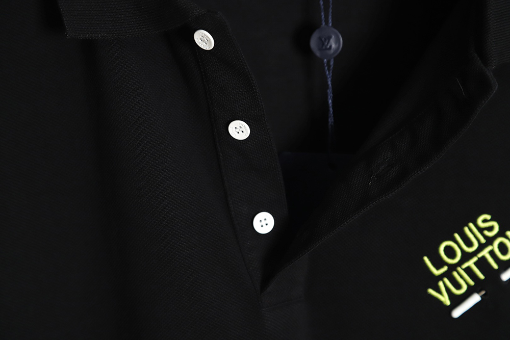 Louis Vuitton pin embroidered short-sleeved polo shirt black