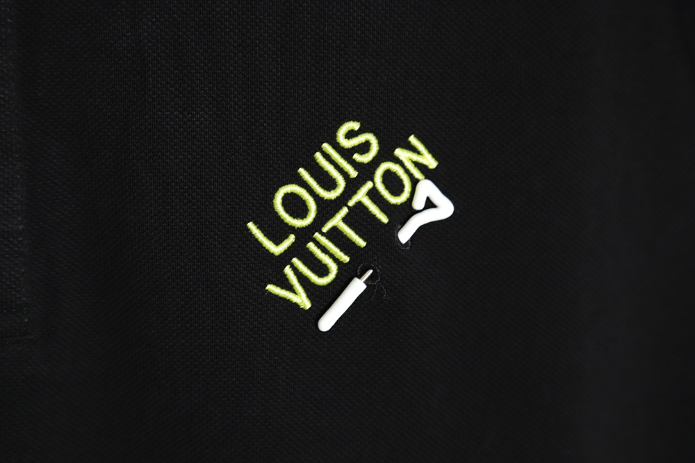 Louis Vuitton pin embroidered short-sleeved polo shirt black