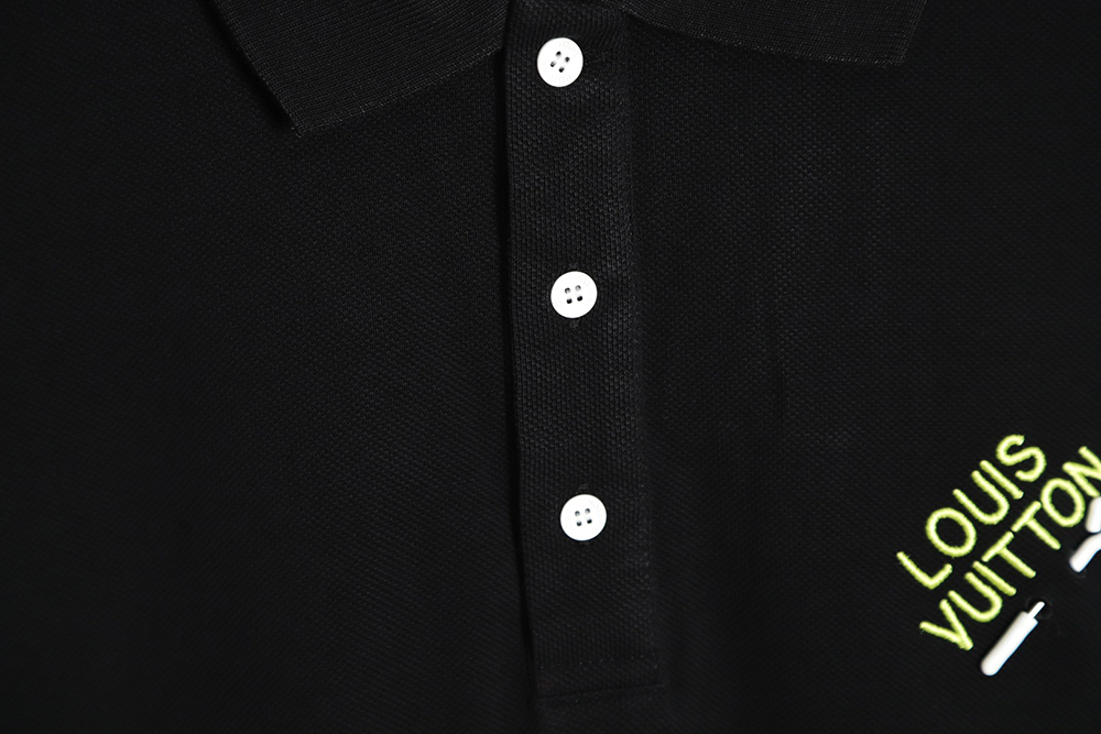 Louis Vuitton pin embroidered short-sleeved polo shirt black