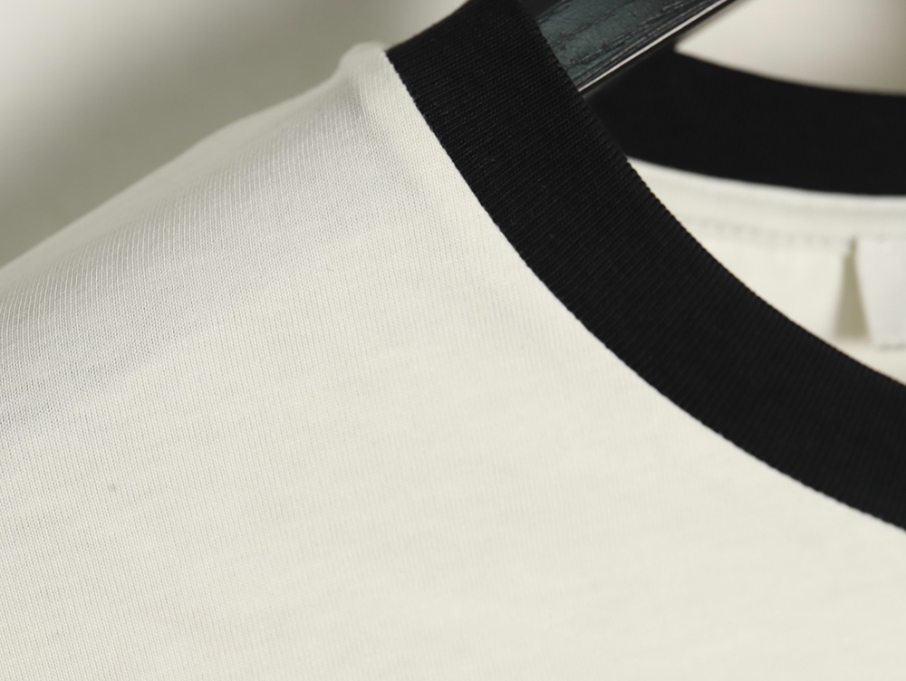Miu Miu Contrast Collar Embroidered Logo Short Sleeve T-Shirt
