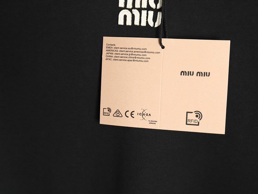 Miu Miu Contrast Collar Embroidered Logo Short Sleeve T-Shirt TSK1