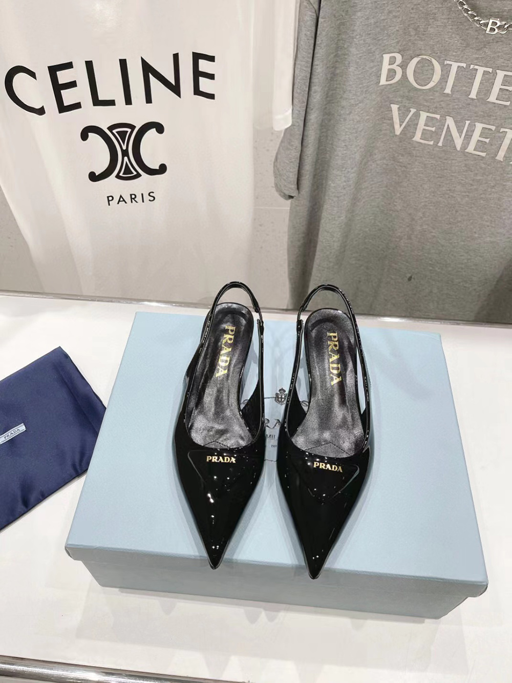 Prada Patent Leather Slingback Flats