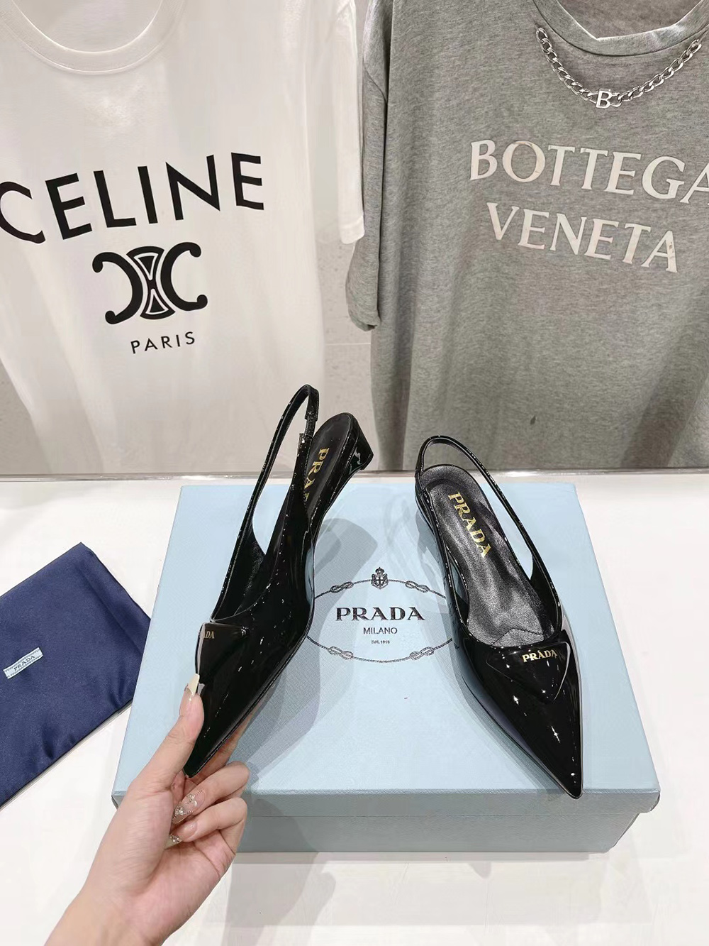 Prada Patent Leather Slingback Flats