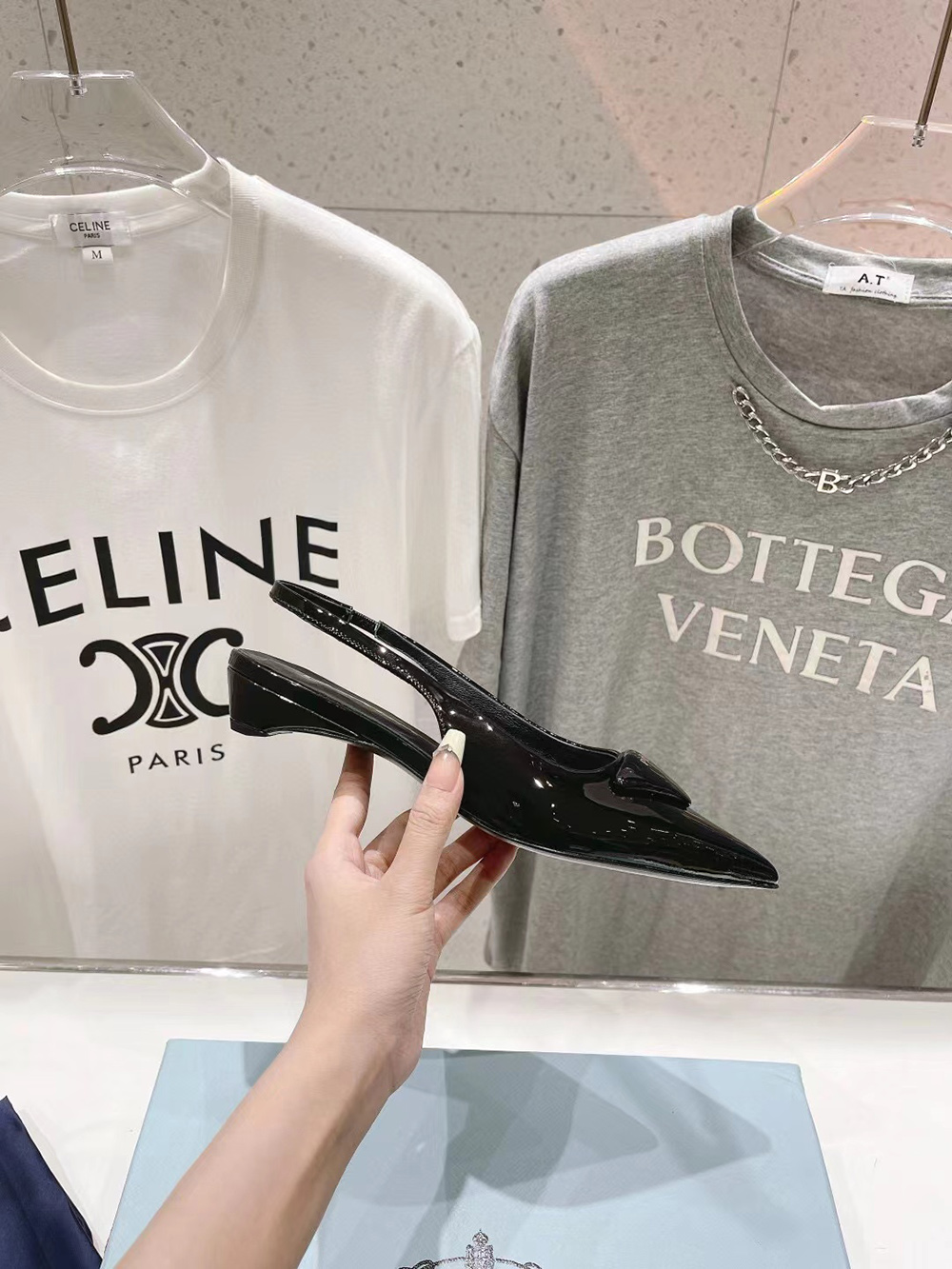 Prada Patent Leather Slingback Flats