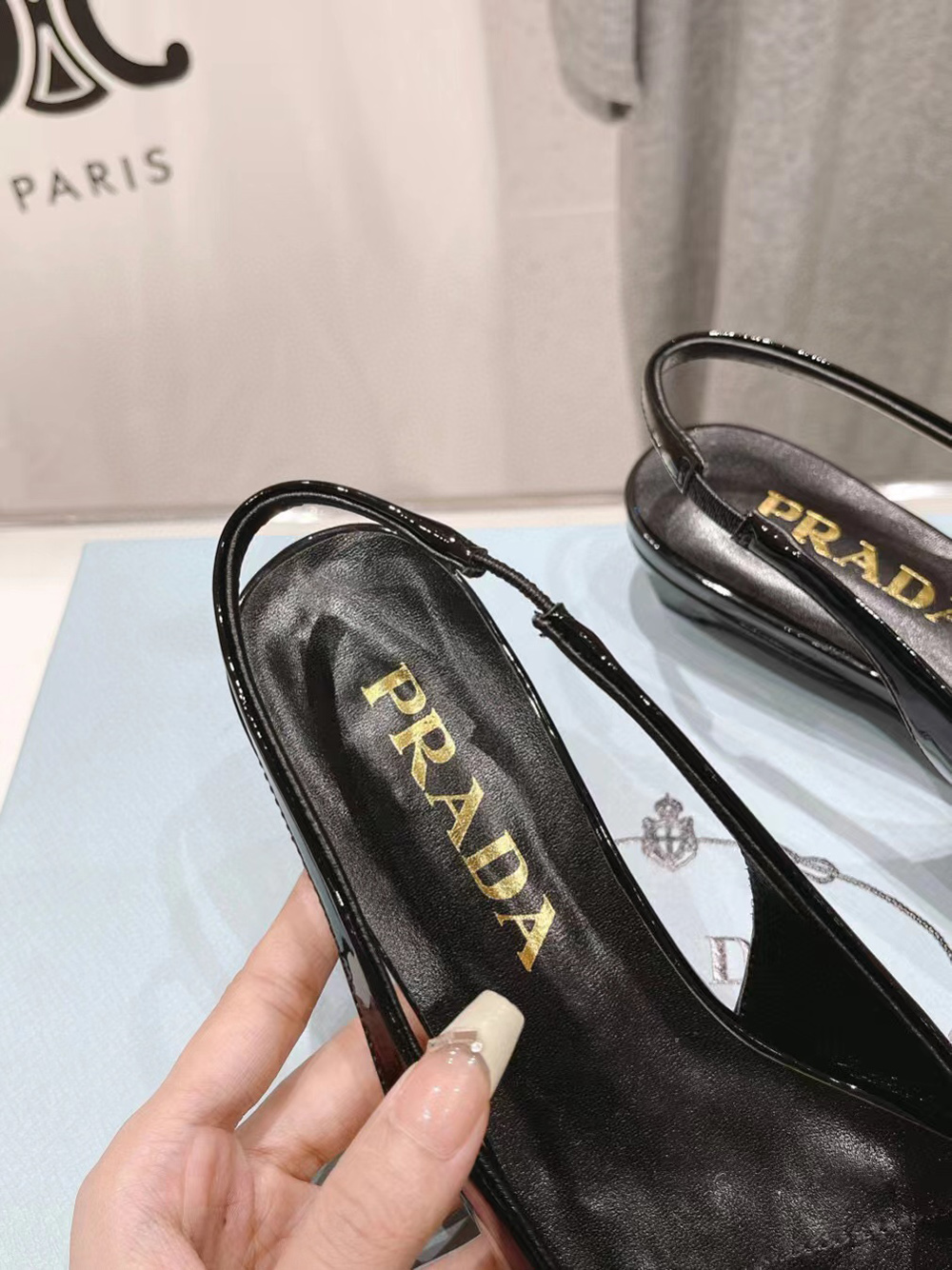 Prada Patent Leather Slingback Flats
