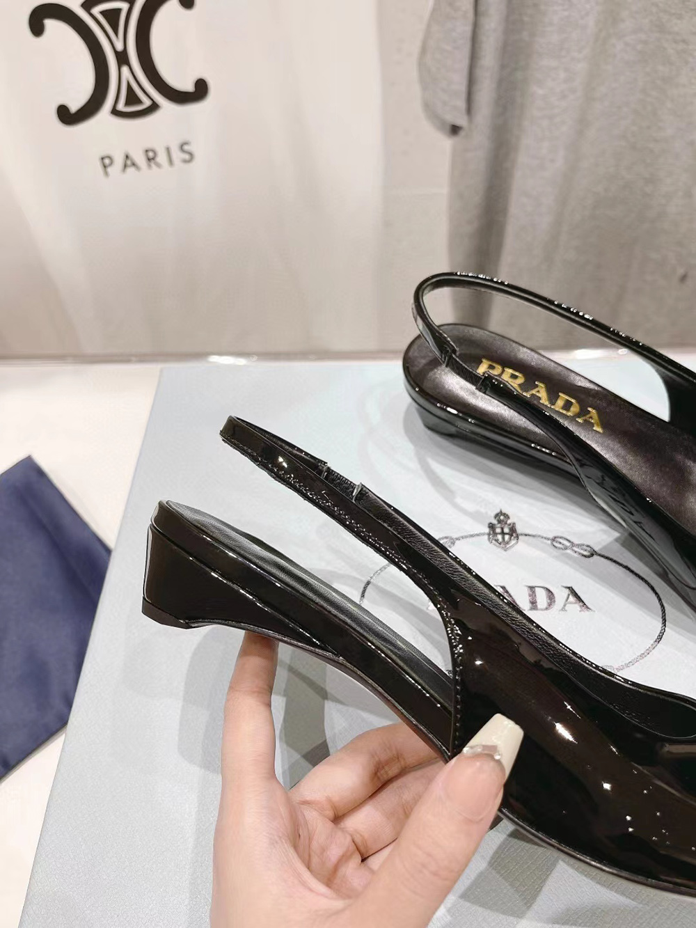 Prada Patent Leather Slingback Flats