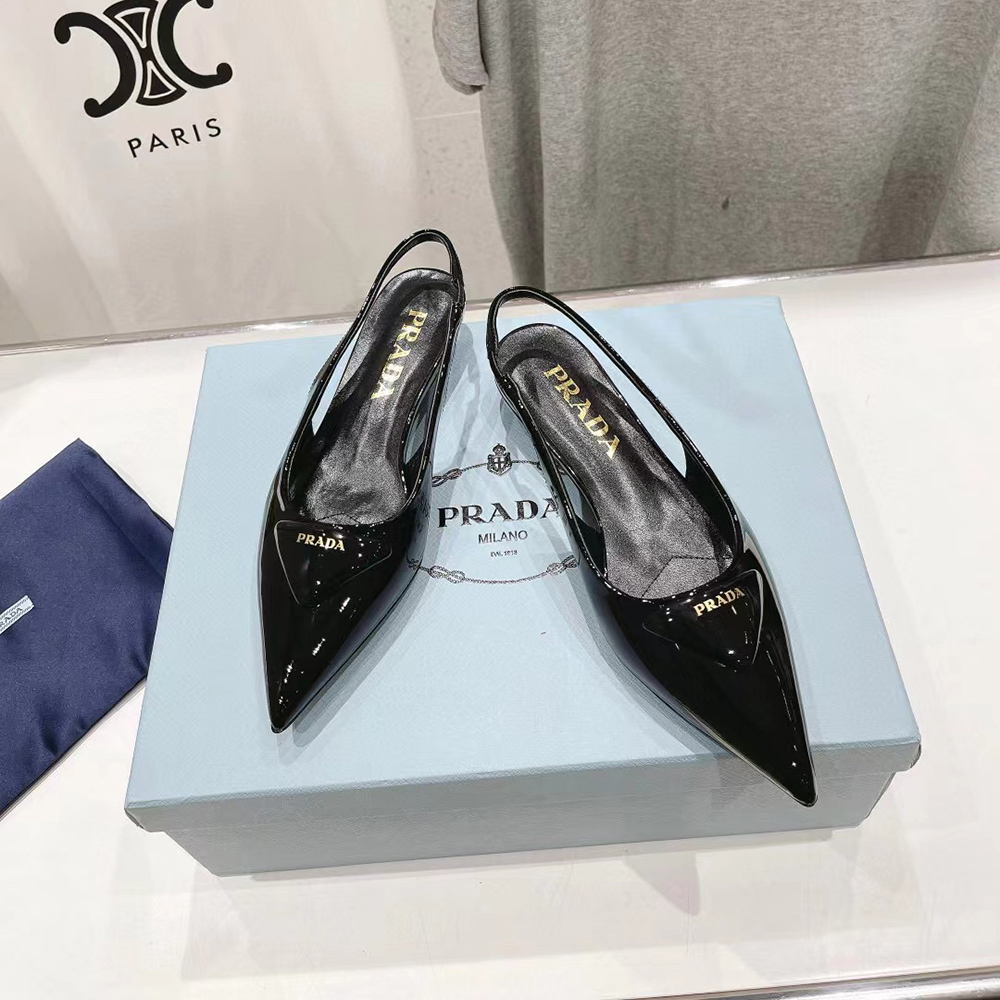 Prada Patent Leather Slingback Flats