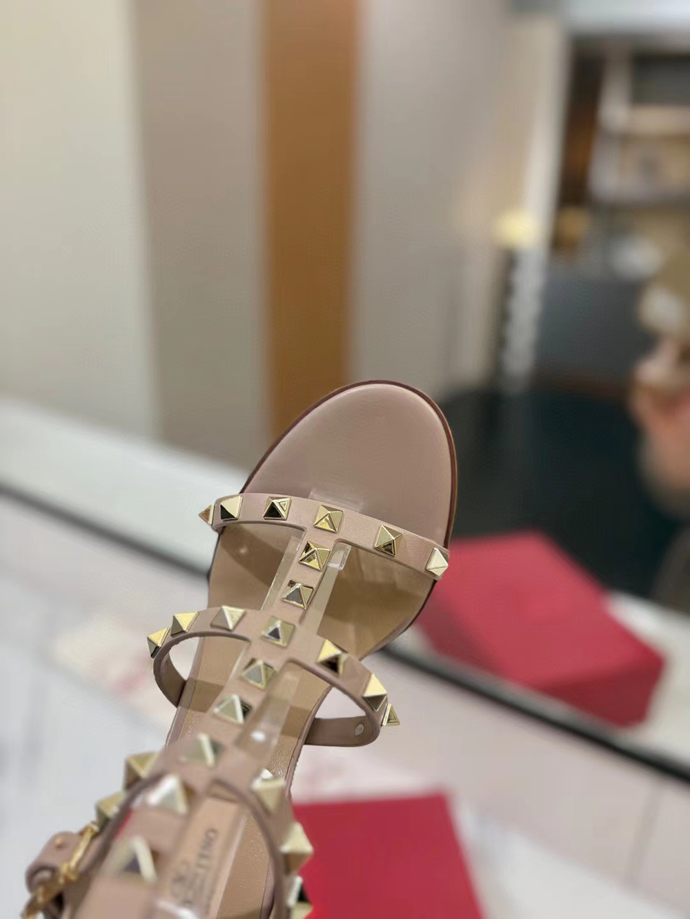 Valentino Rockstud Ankle Strap Sandal Heel:90mm