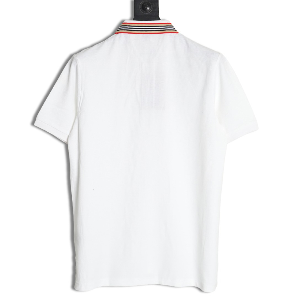 Burberry Classic Collar Stripe Logo Embroidered Short Sleeve Polo Shirt