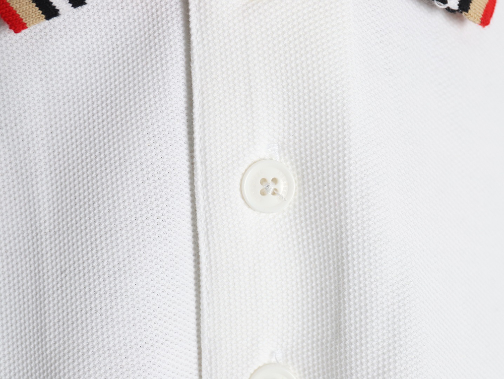 Burberry Classic Collar Stripe Logo Embroidered Short Sleeve Polo Shirt