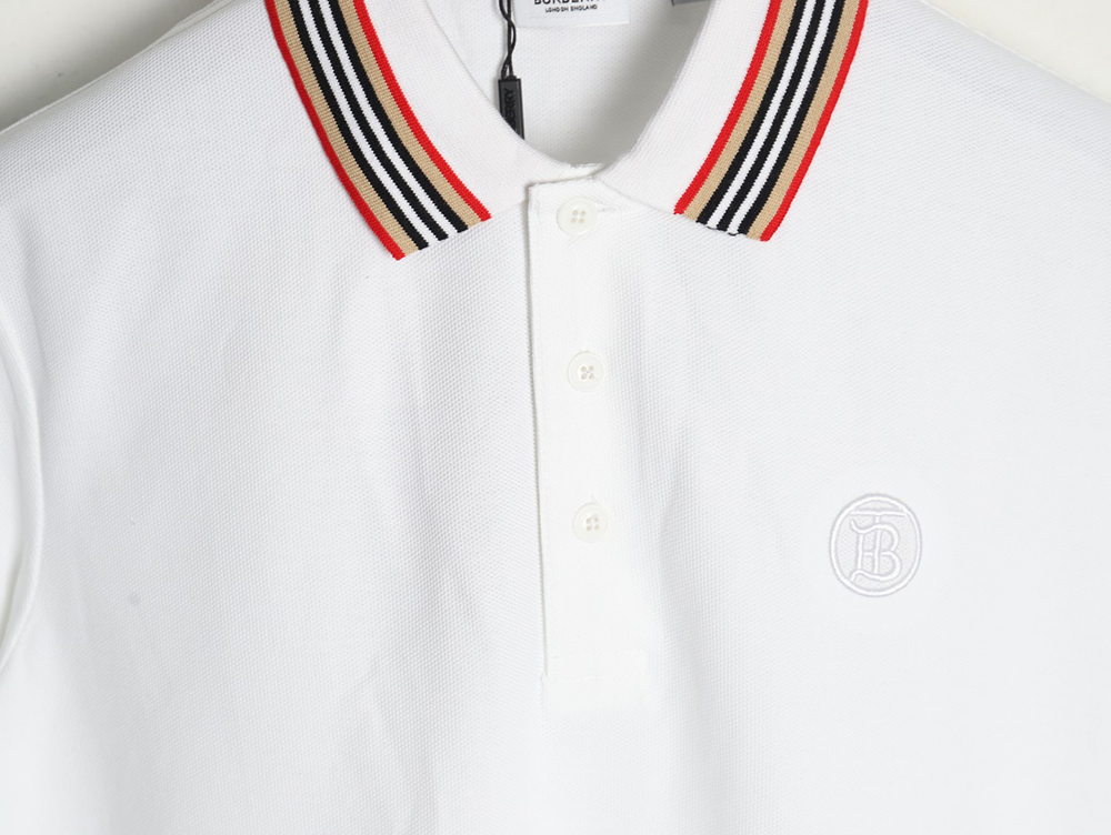 Burberry Classic Collar Stripe Logo Embroidered Short Sleeve Polo Shirt