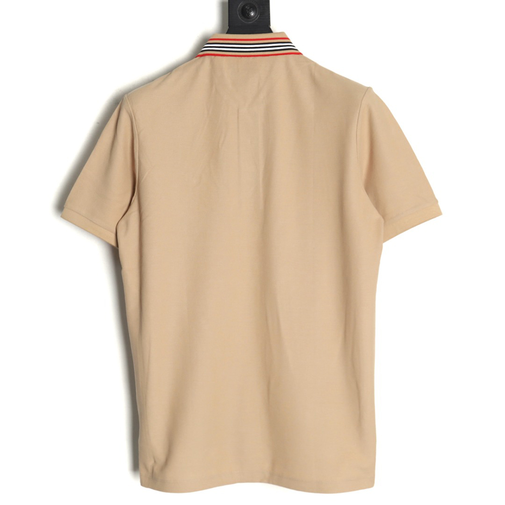Burberry Classic Collar Stripe Logo Embroidered Short Sleeve Polo Shirt TSK1