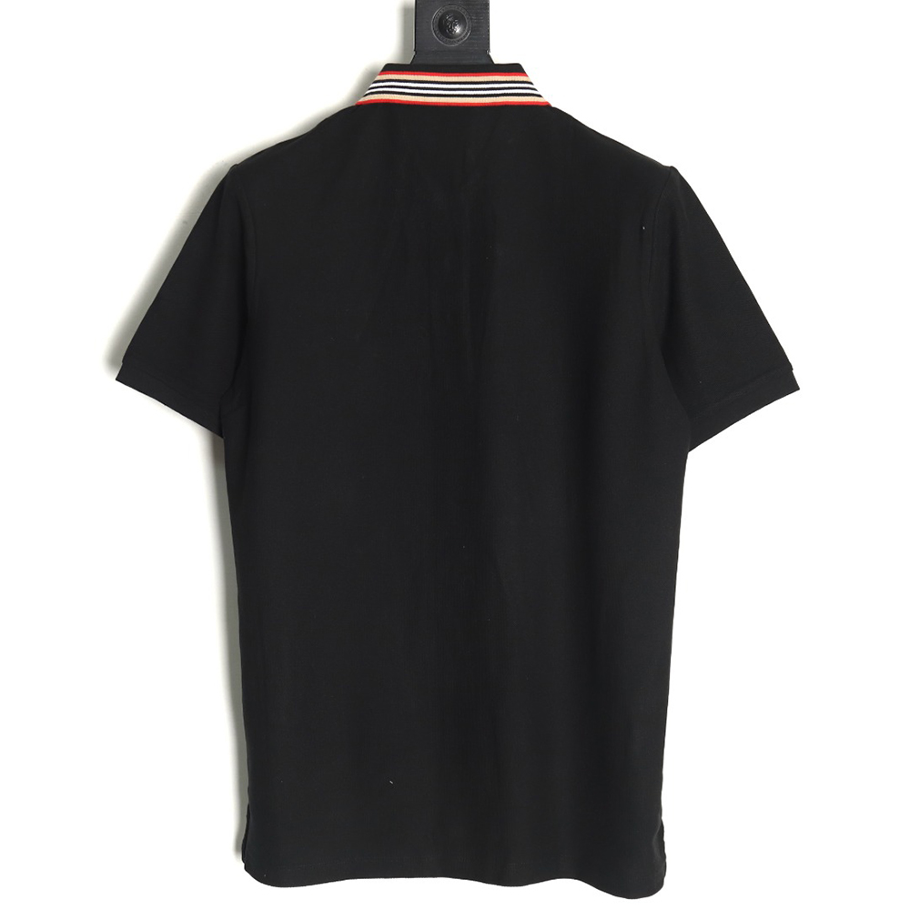 Burberry Classic Collar Stripe Logo Embroidered Short Sleeve Polo Shirt TSK2