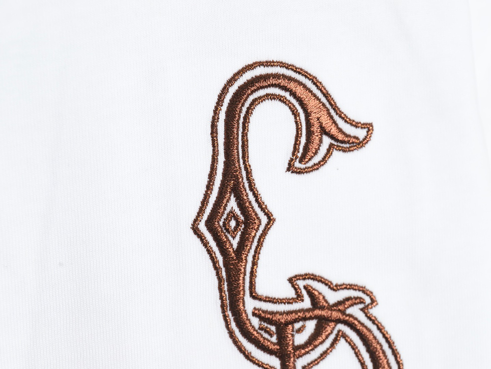 Dior gold thread embroidered CD short sleeve