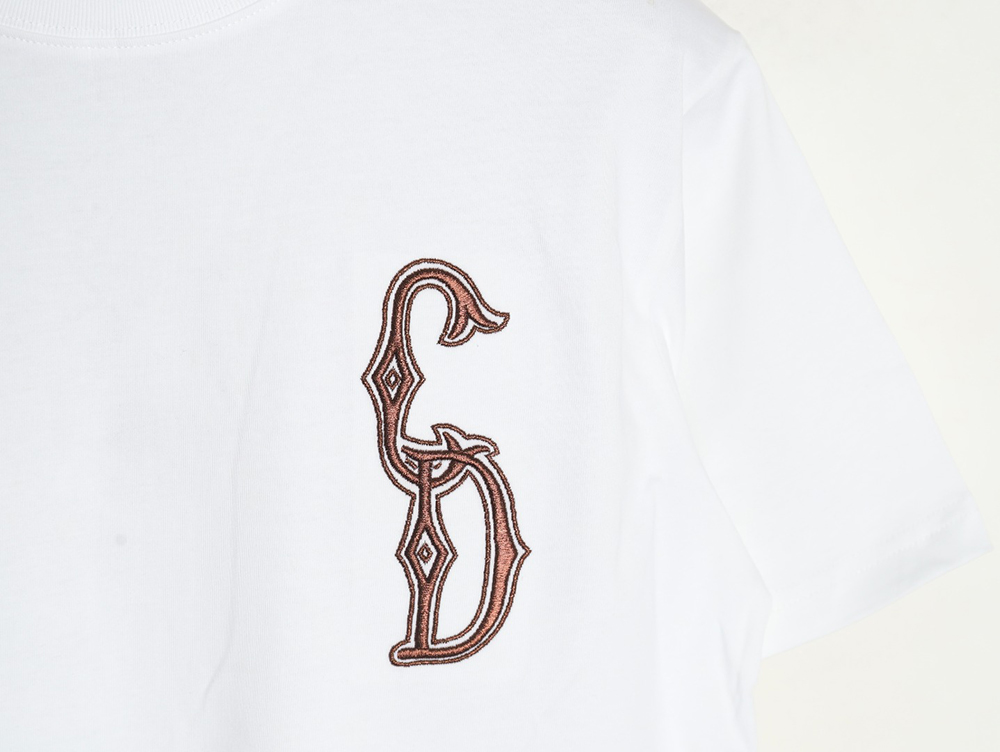 Dior gold thread embroidered CD short sleeve