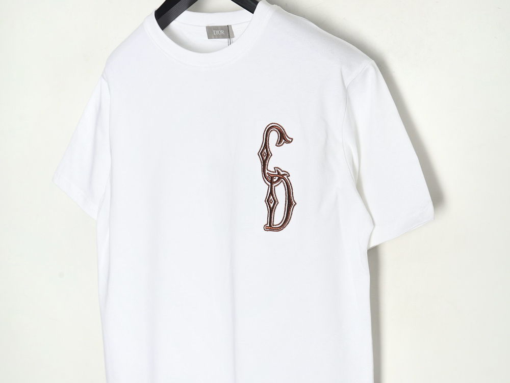 Dior gold thread embroidered CD short sleeve