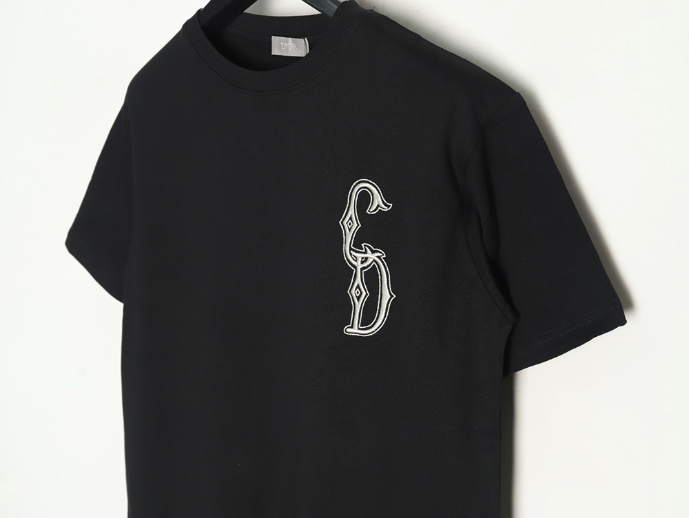 Dior gold thread embroidered CD short sleeve TSK1