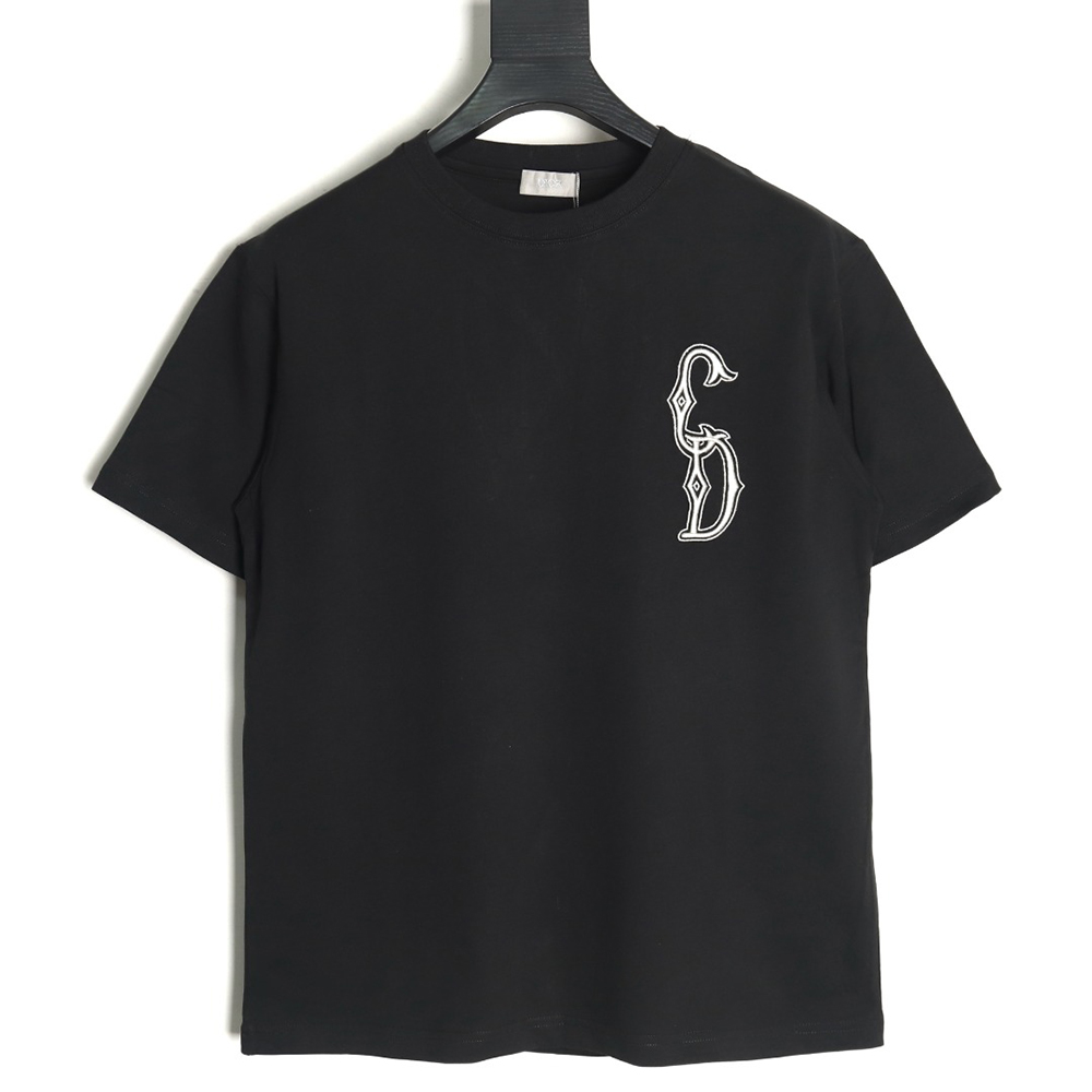 Dior gold thread embroidered CD short sleeve TSK1