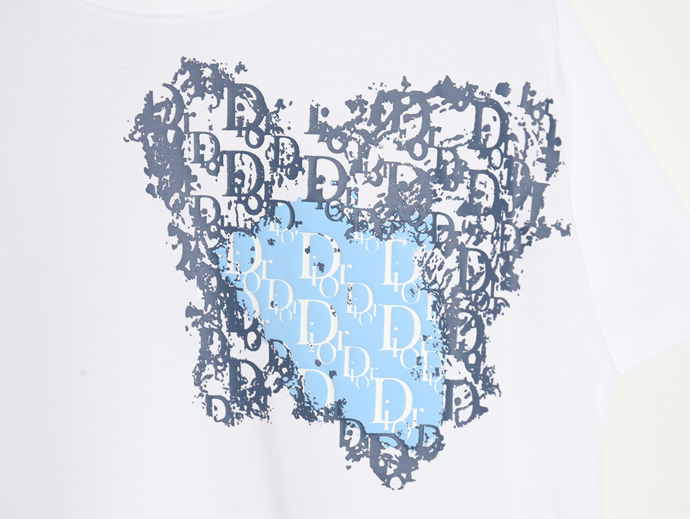 Dior heart monogram letter foam print short sleeves