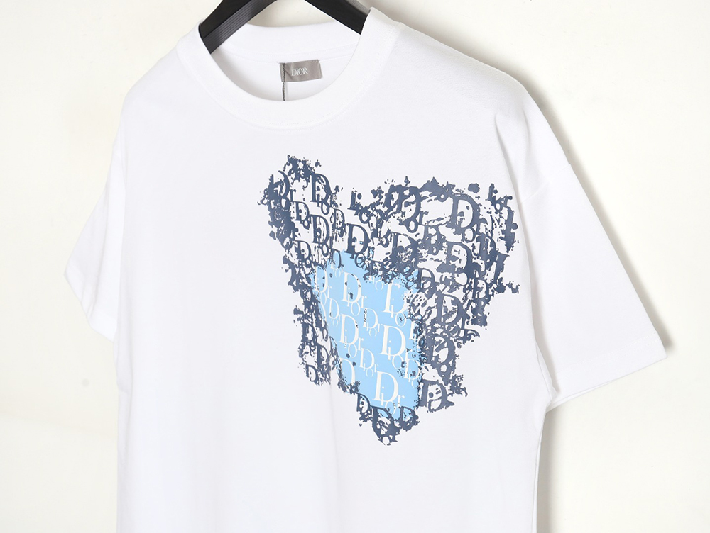 Dior heart monogram letter foam print short sleeves