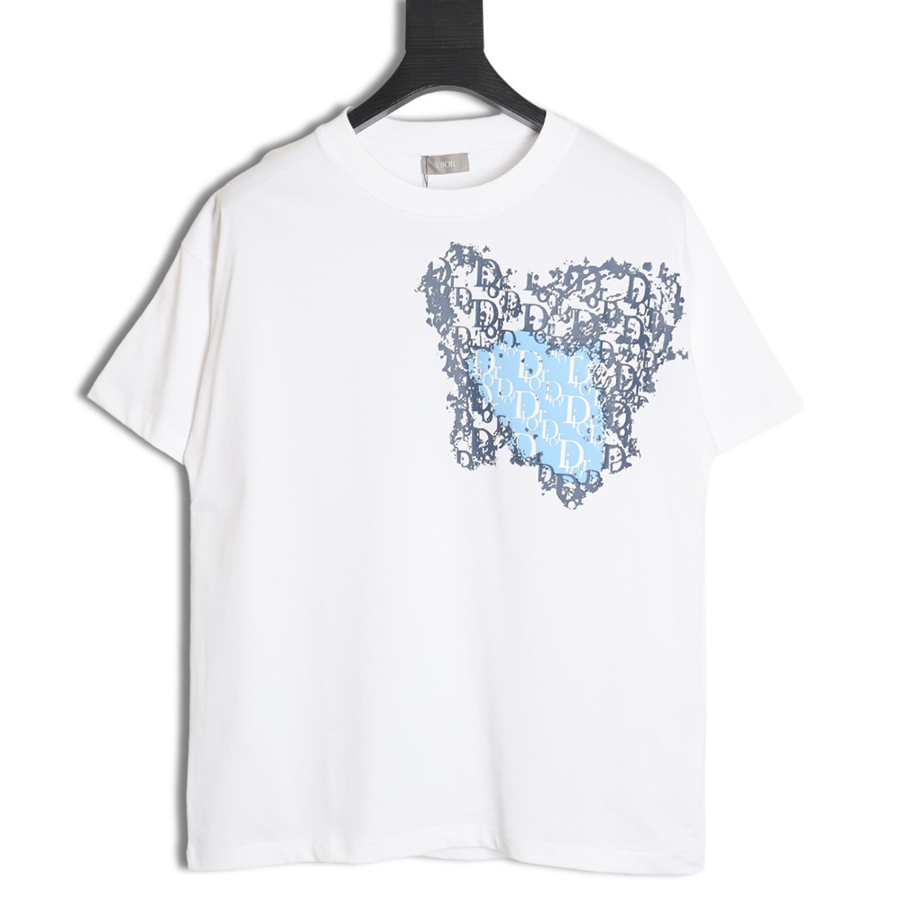 Dior heart monogram letter foam print short sleeves