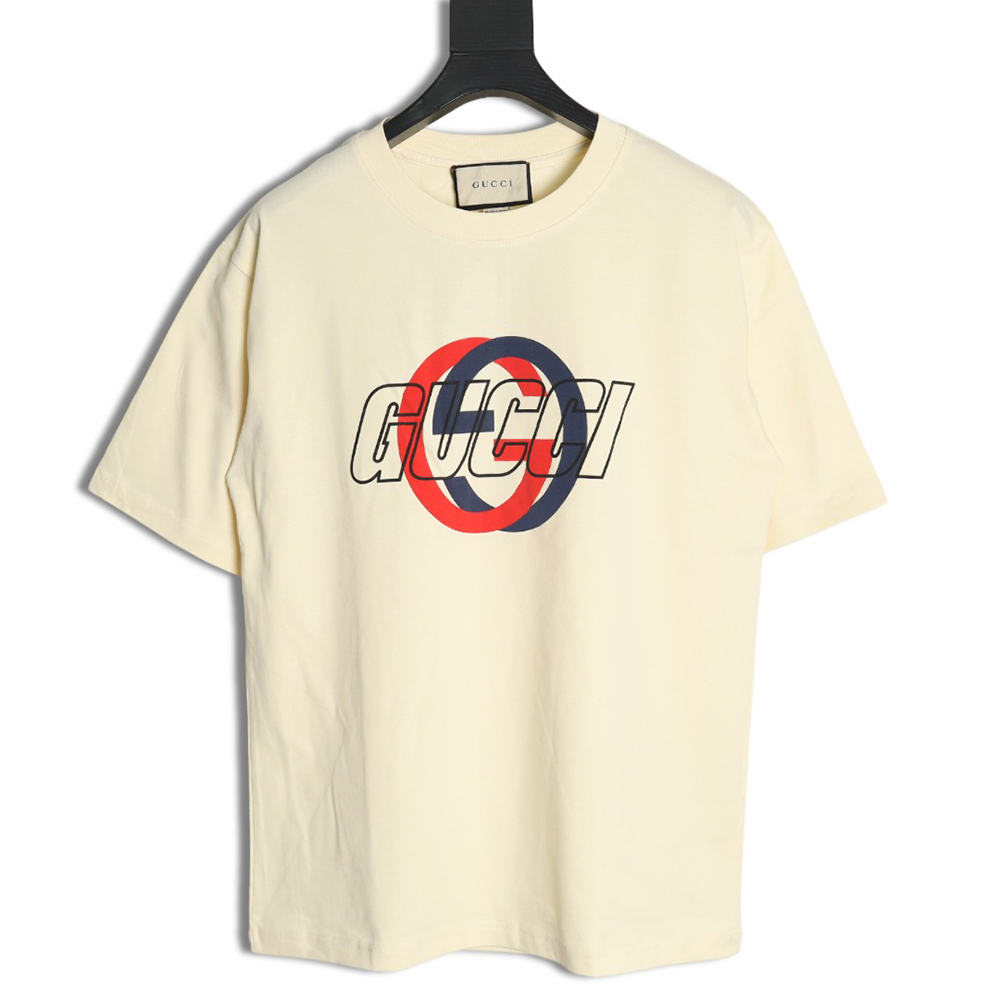 Gucci Double G interlocking logo foam print short-sleeved T-shirt
