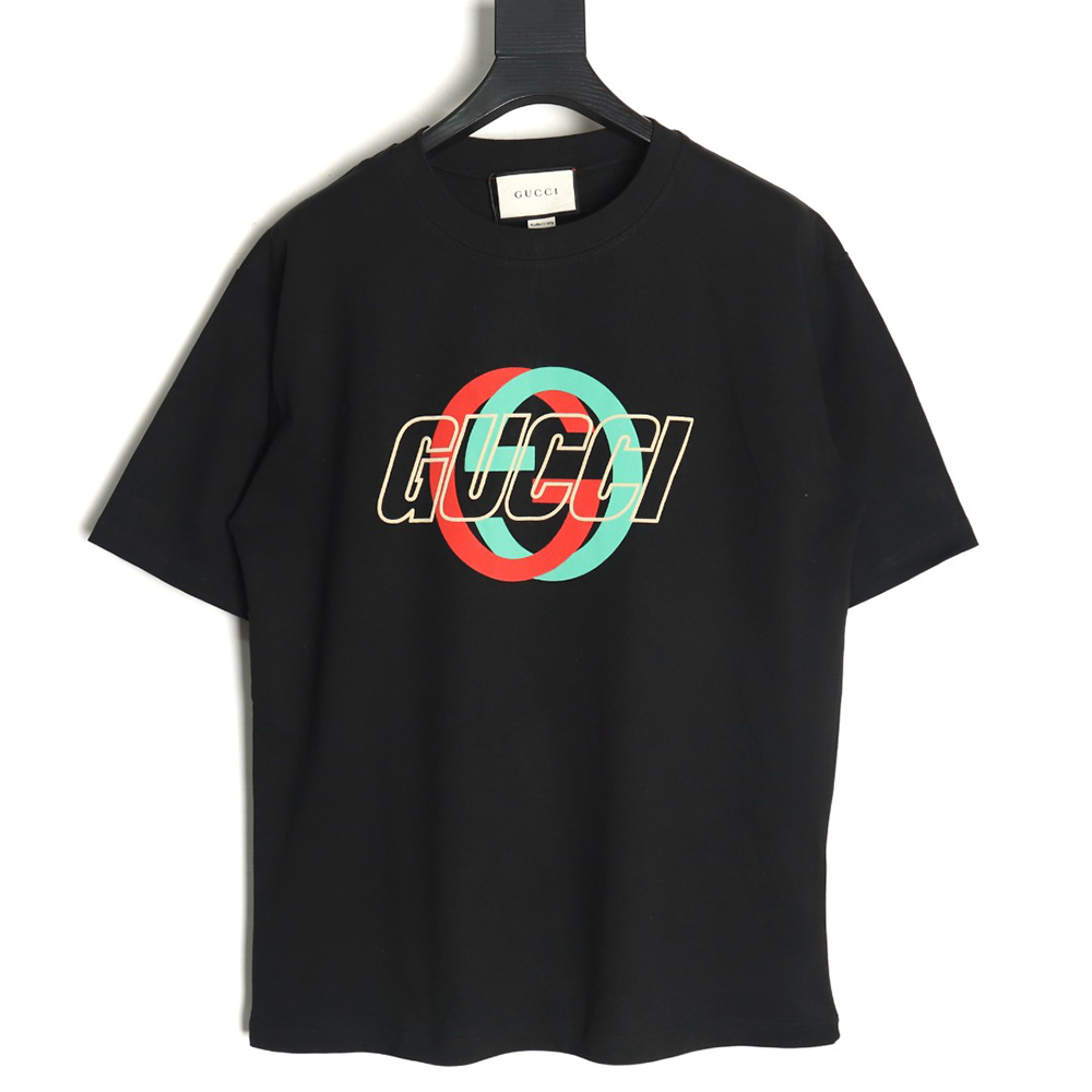 Gucci Double G interlocking logo foam print short-sleeved T-shirt TSK1