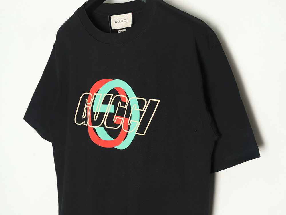 Gucci Double G interlocking logo foam print short-sleeved T-shirt TSK1