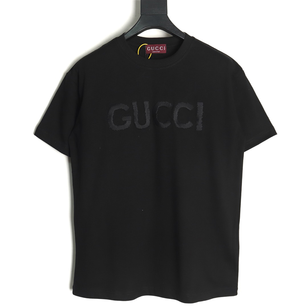 Gucci Chest Lettering Embroidered Short Sleeve T-Shirt
