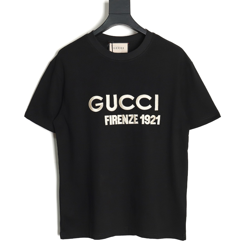 Gucci classic 1921 letter embroidered logo pattern short sleeve TSK1