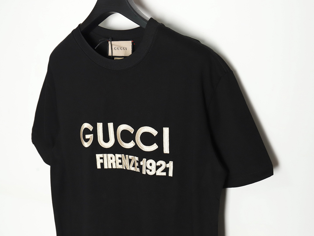 Gucci classic 1921 letter embroidered logo pattern short sleeve TSK1