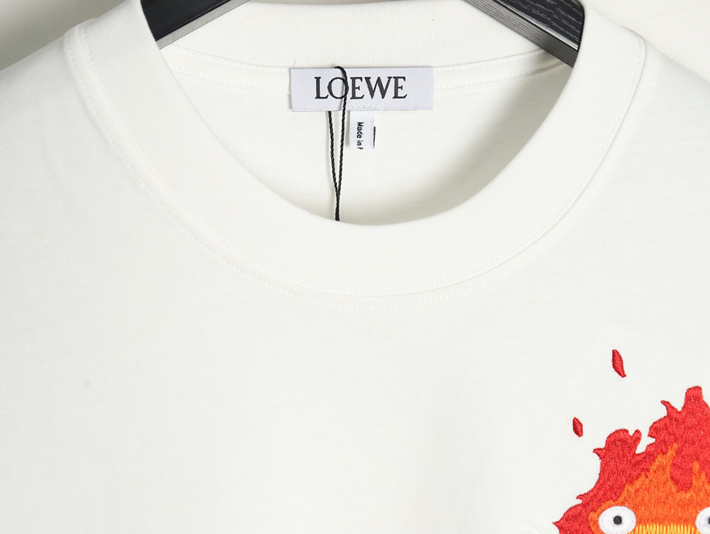 Loewe & Hals Moving Castle Joint Pocket Flame Embroidered Short Sleeve T-shirt