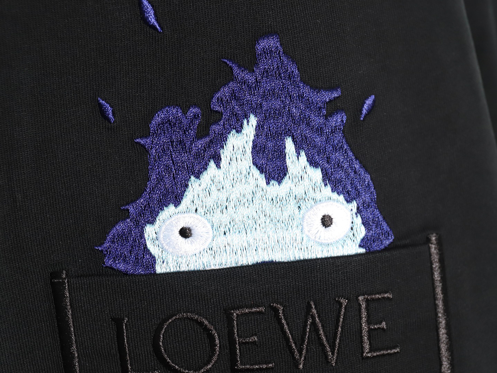 Loewe & Hals Moving Castle Joint Pocket Flame Embroidered Short Sleeve T-shirt TSK1