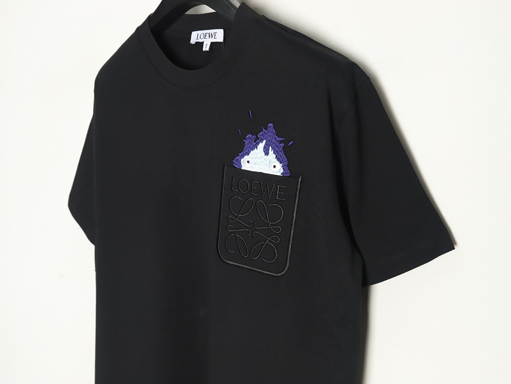 Loewe & Hals Moving Castle Joint Pocket Flame Embroidered Short Sleeve T-shirt TSK1