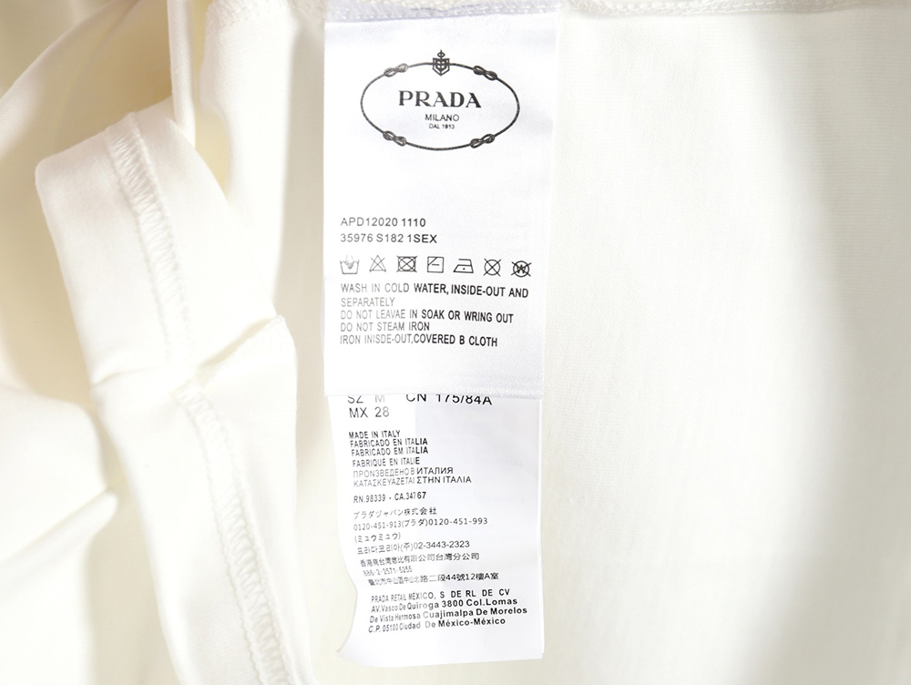 Prada Neckline Metal Triangle Logo Short Sleeve T-Shirt