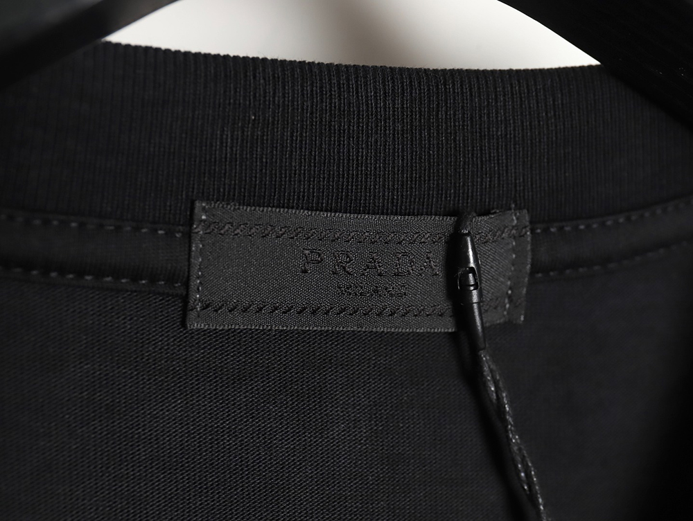 Prada Neckline Metal Triangle Logo Short Sleeve T-Shirt TSK1