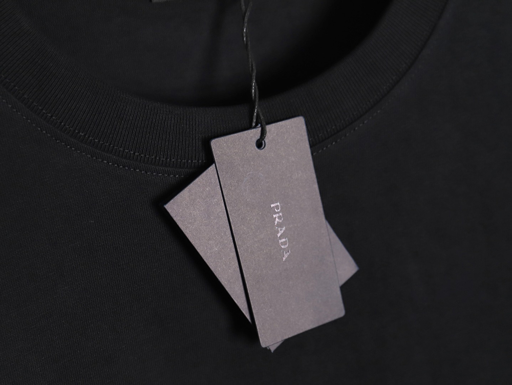 Prada Neckline Metal Triangle Logo Short Sleeve T-Shirt TSK1