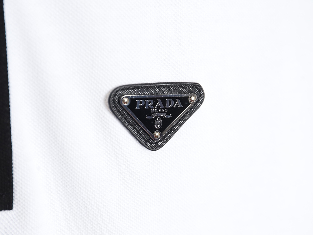 Prada color block ribbed collar POLO short sleeve