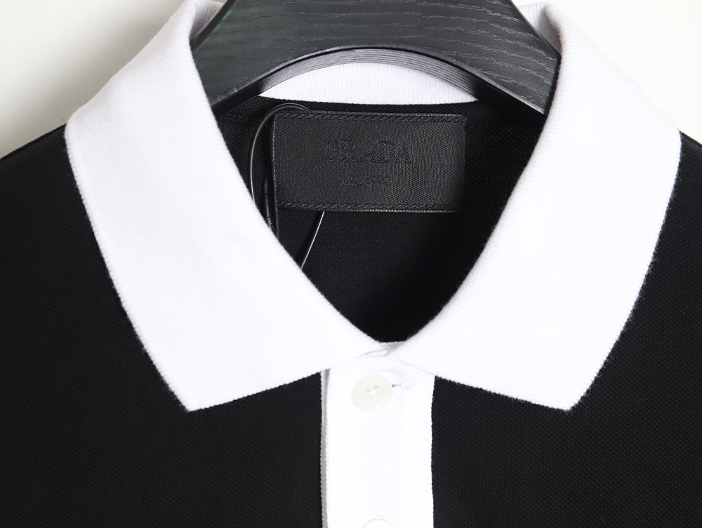 Prada color block ribbed collar POLO short sleeve TSK1