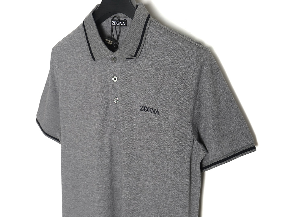Zegna classic chest letter embroidered polo shirt TSK1
